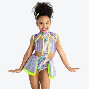 Colorful Kids Dance Costume with Neon Highlights